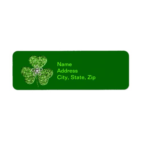 Glitter Shamrock And Flower  Address Labels