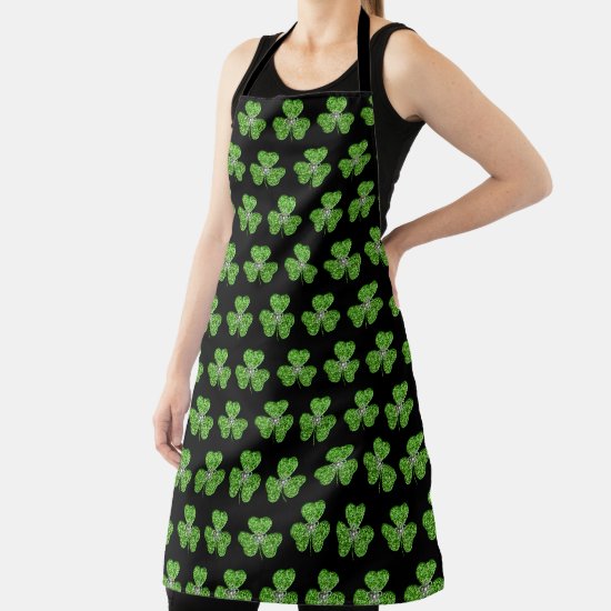 Glitter Shamrock And Flower Apron