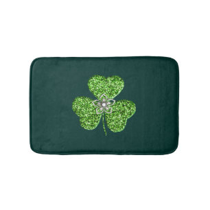 Glitter Shamrock And Flower Bath Mat