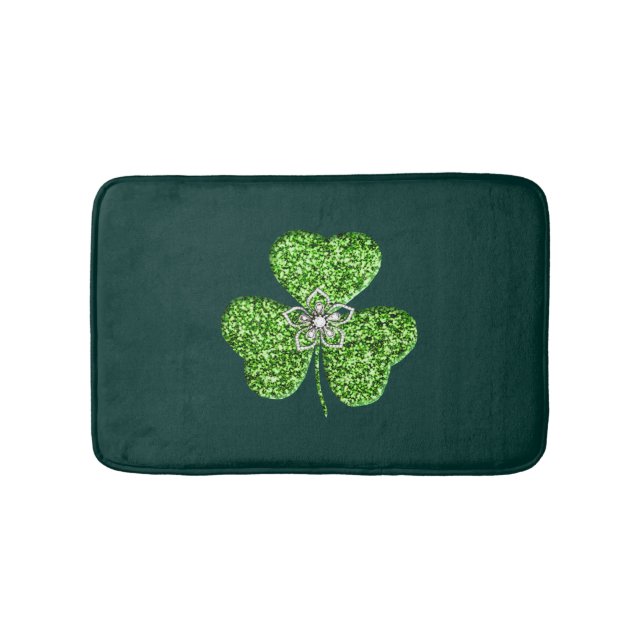 Glitter Shamrock And Flower Bath Mat (Front)