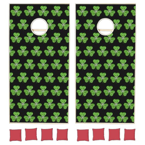 Glitter Shamrock And Flower Cornhole Set