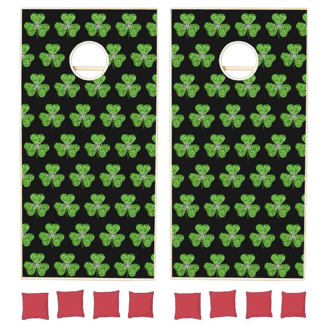 Glitter Shamrock And Flower Cornhole Set (Set)