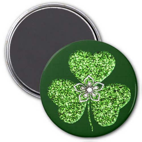 Glitter Shamrock And Flower Magnet