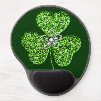 Glitter Shamrock And Flower Mouse Pad