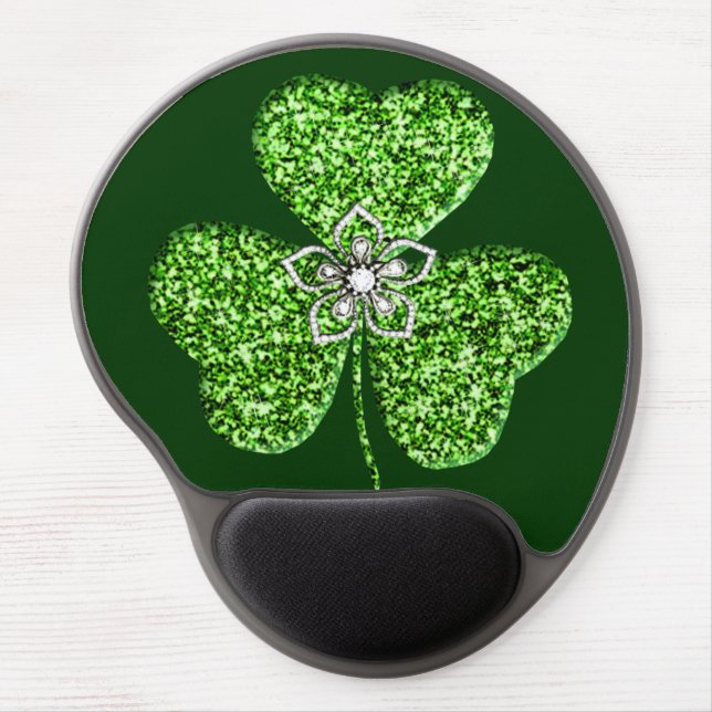 Glitter Shamrock And Flower Mouse Pad (Front)