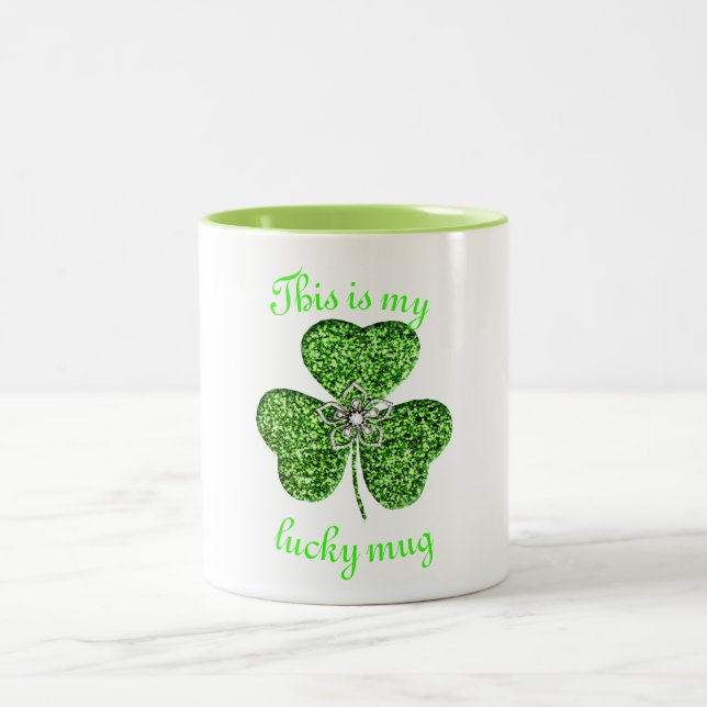 Glitter Shamrock And Flower Mug (Center)