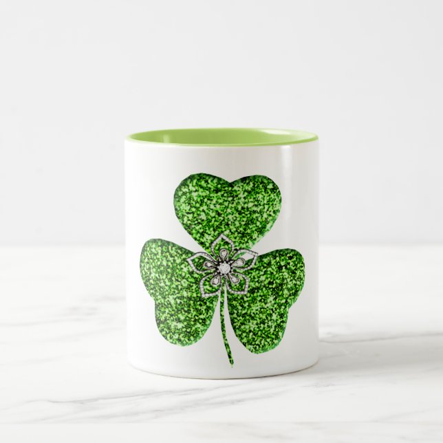 Glitter Shamrock And Flower Mug (Center)