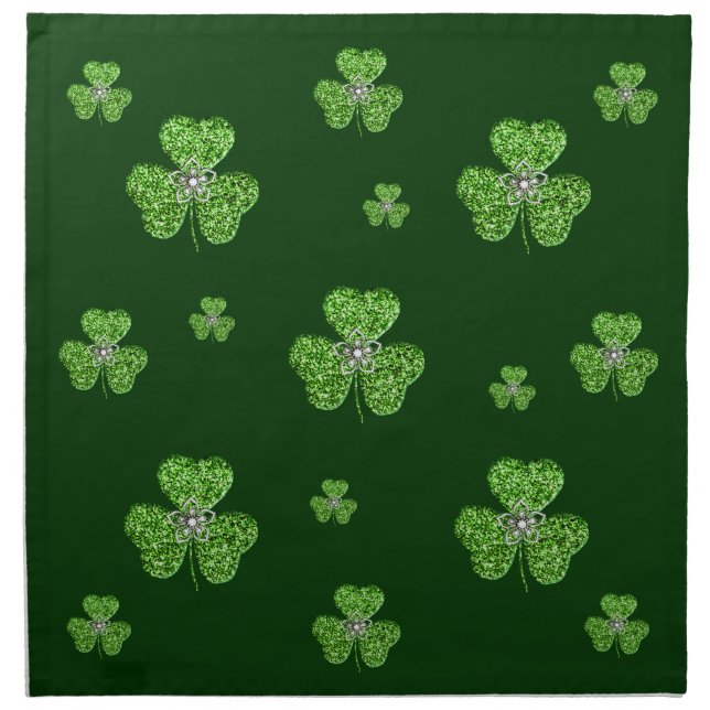 Glitter Shamrock And Flower Napkins (Front)