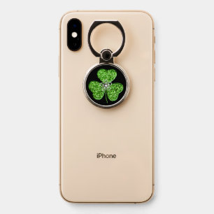 Glitter Shamrock And Flower Phone Ring Stand