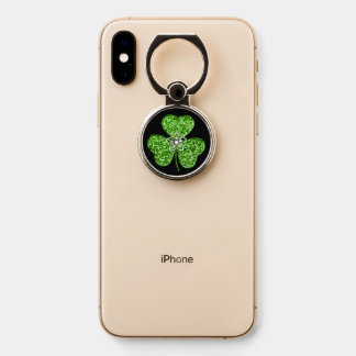 Glitter Shamrock And Flower Phone Ring Stand