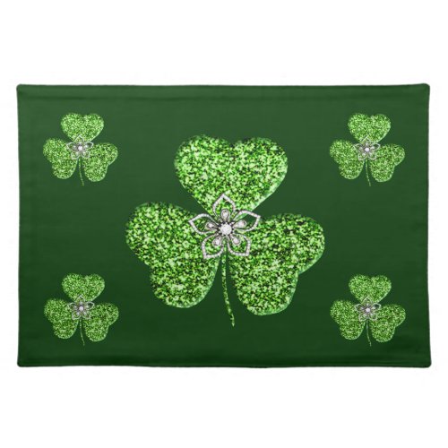 Glitter Shamrock And Flower Placemat