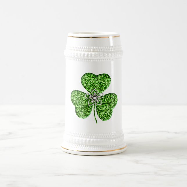 Glitter Shamrock And Flower Stein Mug (Center)