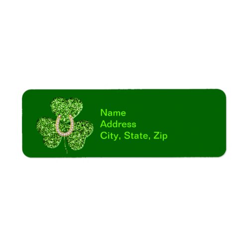 Glitter Shamrock And Horseshoe  Address Labels