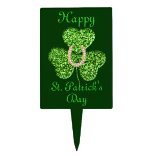 Glitter Shamrock And Horseshoe Cake Pick