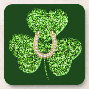 Glitter Shamrock And Horseshoe Coasters