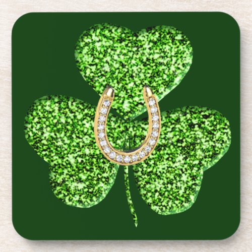 Glitter Shamrock And Horseshoe Coasters