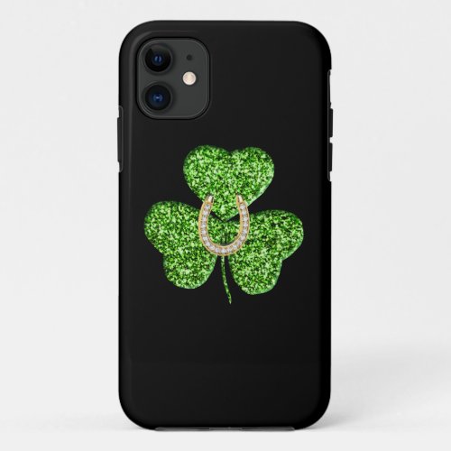 Glitter Shamrock And Horseshoe iPhone 55S Case