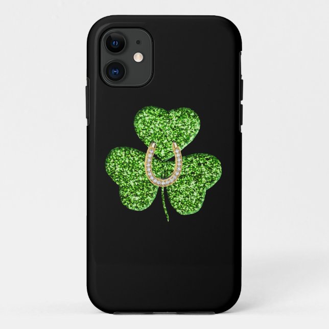 Glitter Shamrock And Horseshoe iPhone 5/5S Case (Back)