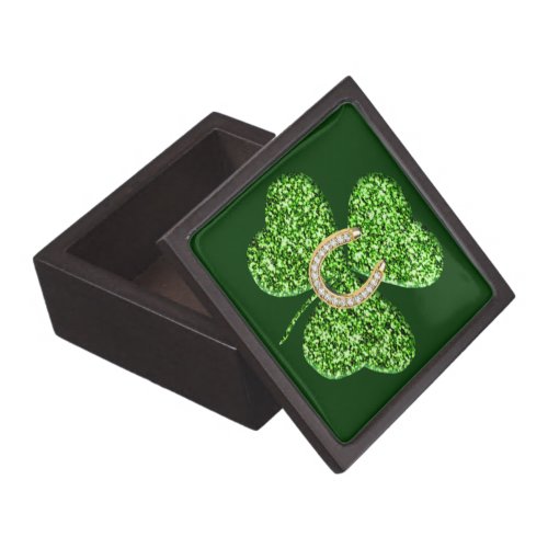 Glitter Shamrock And Horseshoe Keepsake Box