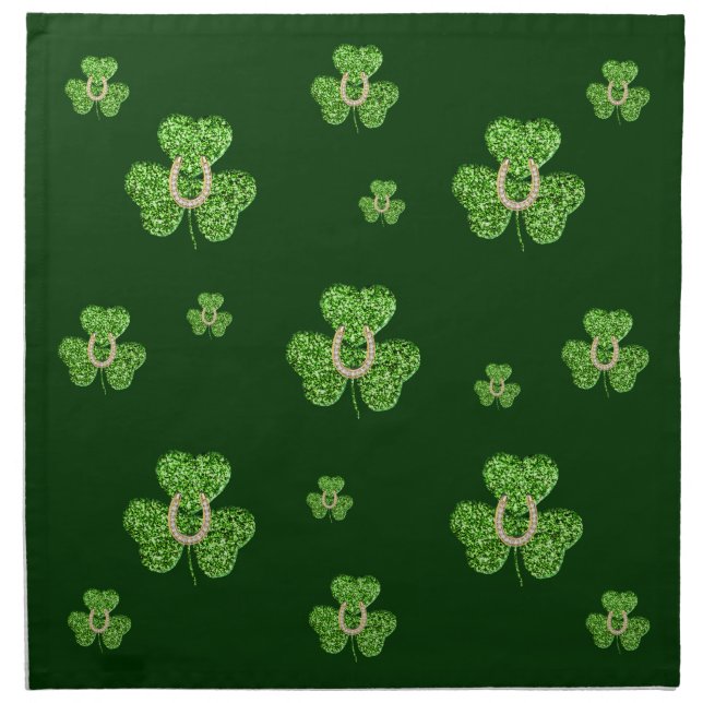 Glitter Shamrock And Horseshoe Napkins (Front)