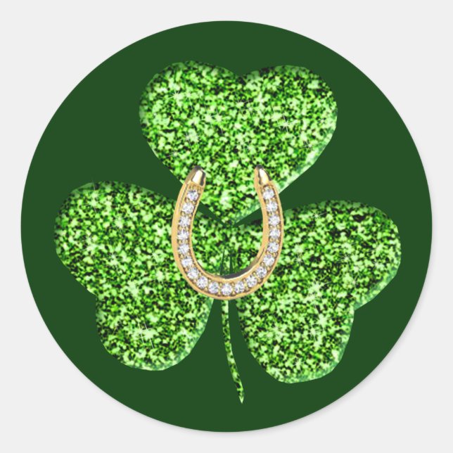 Glitter Shamrock And Horseshoe Stickers (Front)