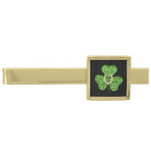 Glitter Shamrock And Horseshoe Tie Bar