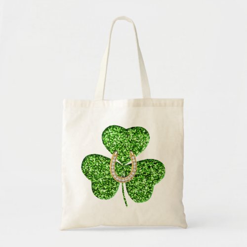 Glitter Shamrock And Horseshoe Tote Bag