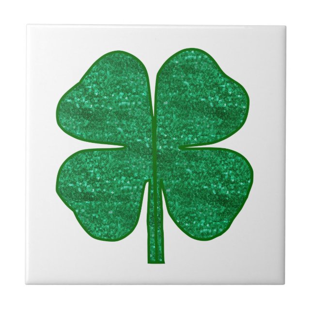 glitter shamrock ceramic tile (Front)