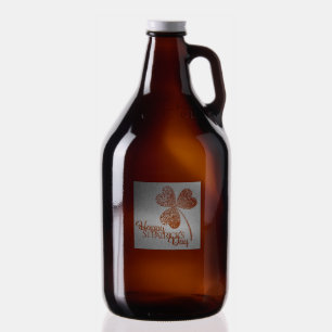 Glitter Shamrock Happy St Patrick’s Day engraved Growler