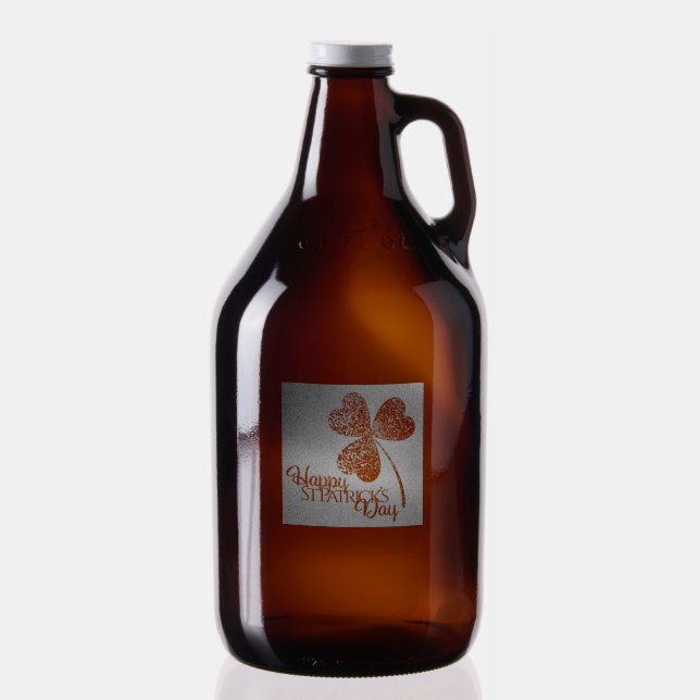  Glitter Shamrock Happy St Patrick’s Day engraved Growler (Glassware)