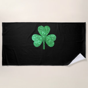 Glitter Shamrock Irish Men Women St Patrick's Day Beach Towel