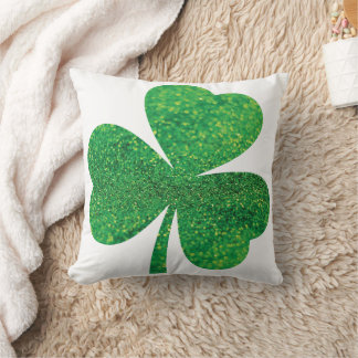 Glitter Shamrock St. Patrick’s Day Throw Pillow