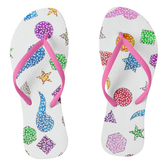 Glitter Shapes Womens Flops Flip Flops (Footbed)