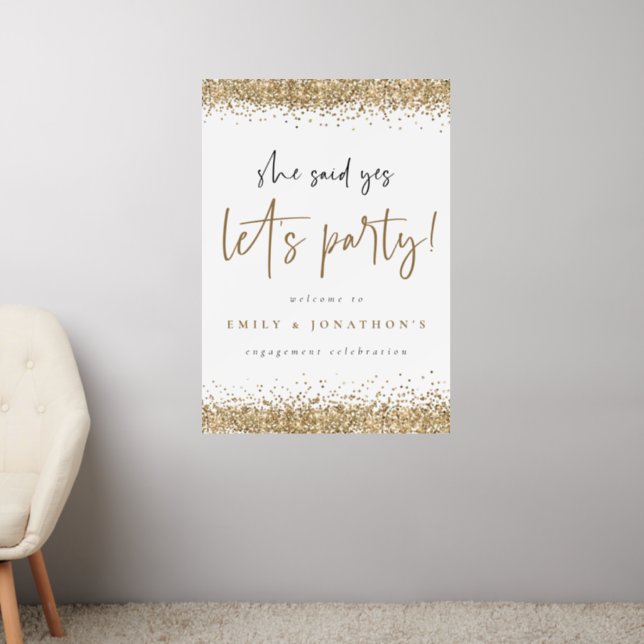 Glitter She Said Yes Welcome Engagement Party  Wall Decal (Living Room 2)