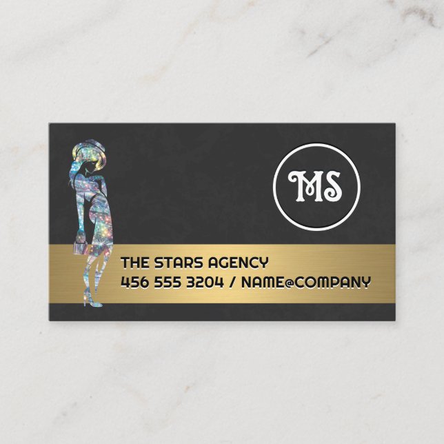 Glitter Shimmer | Model Posing | Fashion Business Card (Front)