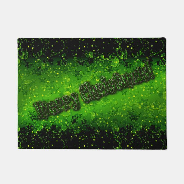 Glitter shine glow green confetti sequins Christma Doormat (Front)