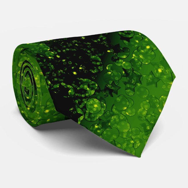 Glitter shine glow green confetti sequins Christma Neck Tie (Rolled)