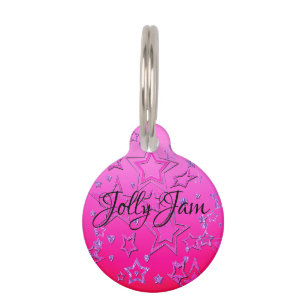 Glitter shine glow pink purple confetti sequins Ch Pet ID Tag