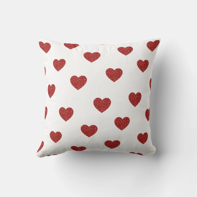 Glitter Shine Modern Romantic Red Heart Throw Pillow (Back)