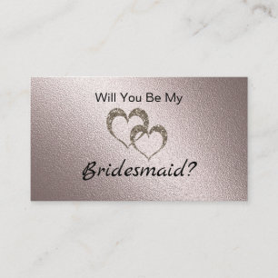 Glitter shine sequin two hearts bridesmade persona enclosure card