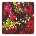 Glitter shine sequins coins red yellow fashion sty square sticker