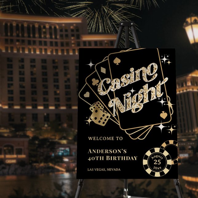 Glitter Shiny Gold Casino Birthday Party Welcome Foam Board (Glitter Shiny Gold Casino Birthday Party Welcome Foam Board)