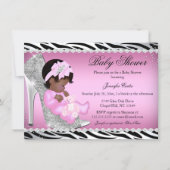 Glitter Shoe Baby Girl Baby Shower Ethnic Invitation (Front)