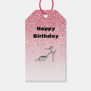 Glitter Shoe Illustration Fashion Pink Birthday Gift Tags