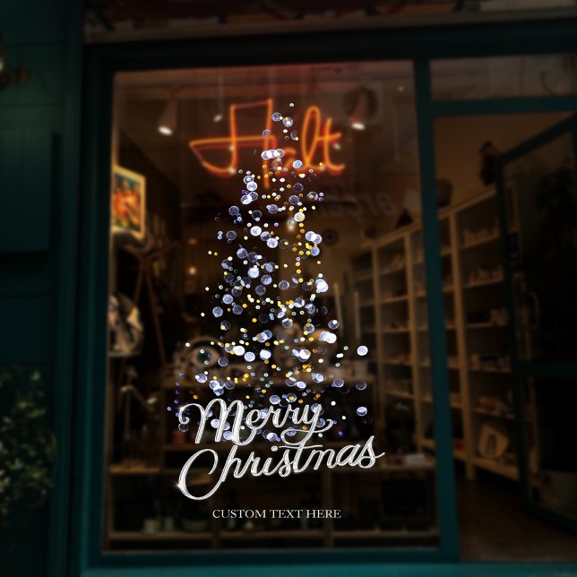 Glitter Silver Christmas Tree Storefront Decor Window Cling (Glitter Silver Christmas Tree Storefront Decor Window Cling)