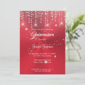 Glitter silver confetti Quinceanera Invitation (Standing Front)