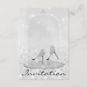 Glitter Silver Diamond Glass Shoes Heels Gray Lux Invitation