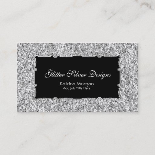 Customizable Glitter Silver Elegance Business Cards