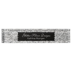 Glitter Silver Elegance Name Plate