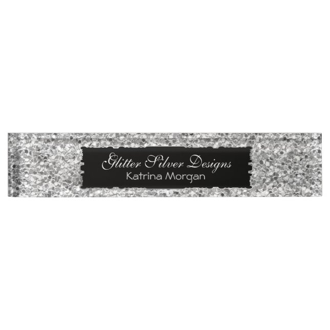 Glitter Silver Elegance Name Plate (Front)